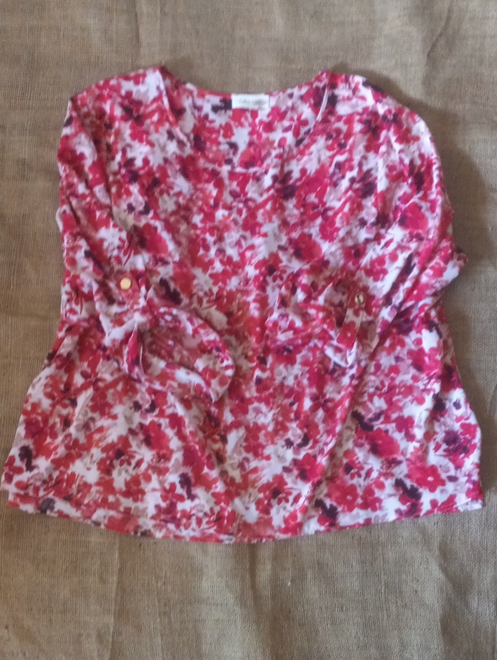 Calvin Klein Pink Floral Short-Sleeve Blouse